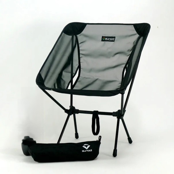 Scaun de Camping Pliabil Ultra Ușor 570 g Aluminiu Textil Respirabil Capacitate 110 kg 50x63x31 cm pentru Camping Picnic Pescuit și Plajă negru