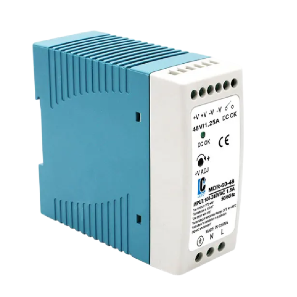 Schaltnetzteil für DIN-Schiene AC 100-240V DC 48V 1,25A 60W Stabiler Netzadapter 50/60Hz Kompakte Bauweise 10x9x4 cm 1