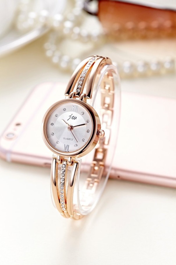 Schattig dameshorloge met strass steentjes J1587 goud