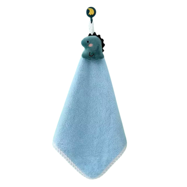 Schattig kinderhanddoek met ophanglus, super absorberend 28 x 28 cm van microvezel lichtblauw voor de badkamer voor baby's en kinderen 1