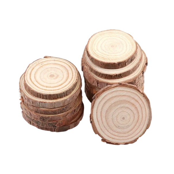 Scheiben aus Naturholz 10 Stück Ø 3-4 cm Dicke 0,5 cm Holzscheiben für Dekorationen Herstellung von Ornamenten Hochzeits- und Weihnachtsarrangements DIY