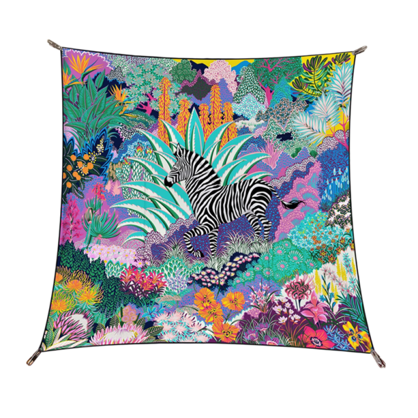 Schilderachtige landschap met zebra vierkante sjaal Dames mode trend Multifunctionele sjaal voor hoofd, hals en lichaam Elegante accessoire kleurrijk