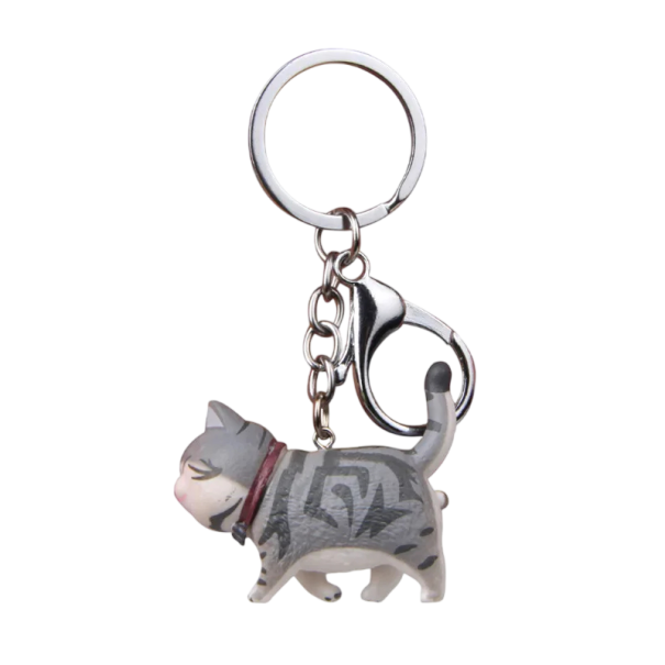Schlüsselanhänger 4,6 x 4 cm Eisenlegierung Katze Metallanhänger für Schlüssel Handtasche Rucksack Dekorativer Zubehör Geschenk hellgrau