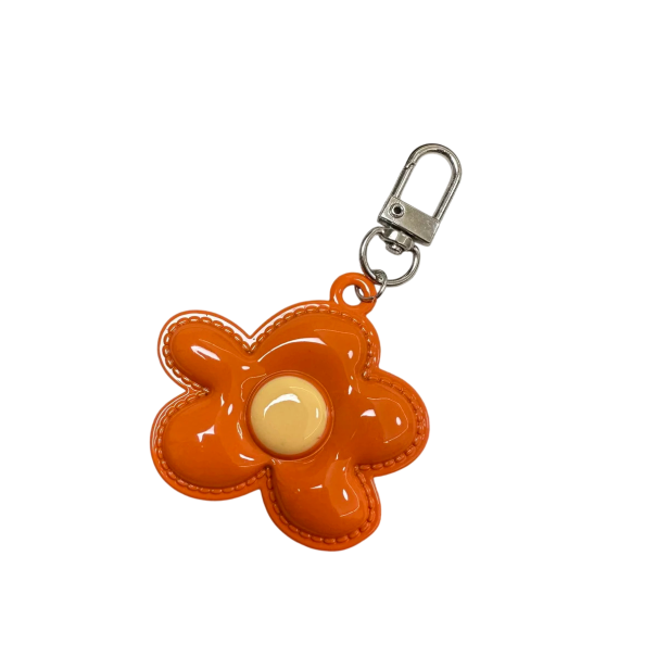 Schlüsselanhänger 5 cm Blumendesign Metalllegierung Metallring Niedliche Dekoration für Schlüssel Rucksack Handtasche Geschenk orange