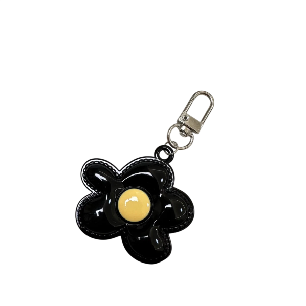 Schlüsselanhänger 5 cm Blumendesign Metalllegierung Metallring Niedliche Dekoration für Schlüssel Rucksack Handtasche Geschenk schwarz