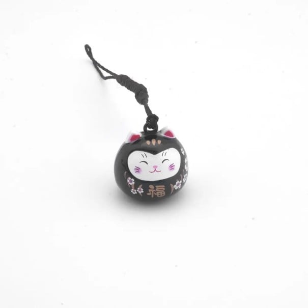 Schlüsselanhänger 8 cm Japanische Glückskatze Maneki Neko Kupfer Dekoration Talisman für Glück an Schlüssel Rucksack Handtasche schwarz