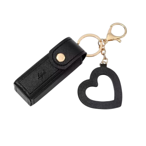 Schlüsselanhänger 9 x 3 cm Lippenstiftetui aus PU-Leder Tragbare Mini-Tasche für Schlüssel Handtasche Elegantes kosmetisches Accessoire schwarz