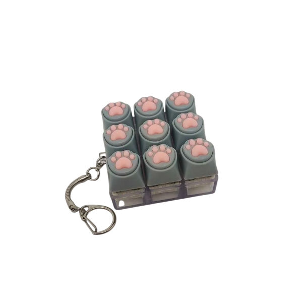 Schlüsselanhänger mit neun weichen Silikon-Katzenpfoten Antistress-Spielzeug Schlüsselanhänger für Rucksack oder Büro grau