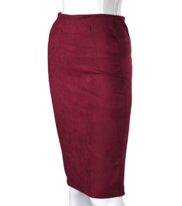 Schmaler Damenrock mit einer Peinlichkeit am Rücken J3107 rot XS