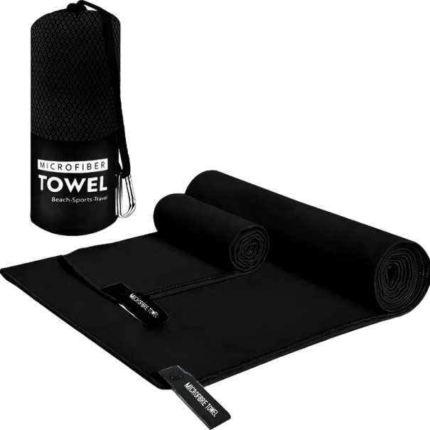 Schnell trocknendes Sporthandtuch, Fitnessstudio-Handtuch, schnell trocknendes Strandtuch, 40 x 80 cm schwarz