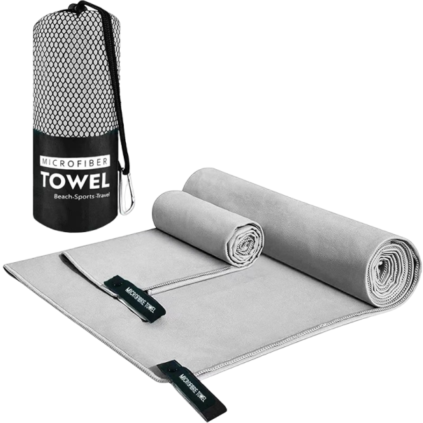 Schnell trocknendes Sporthandtuch, Fitnessstudio-Handtuch, schnell trocknendes Strandtuch, 76 x 152 cm grau