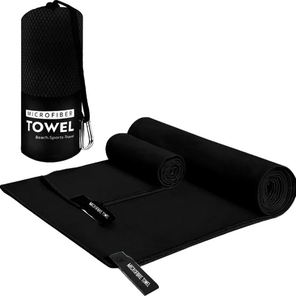 Schnell trocknendes Sporthandtuch, Fitnessstudio-Handtuch, schnell trocknendes Strandtuch, 76 x 152 cm schwarz