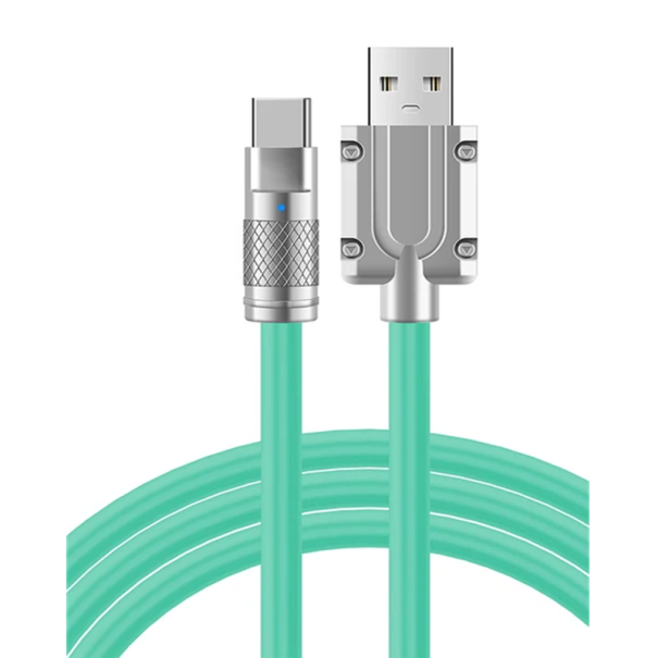 Schnellladekabel USB A auf USB C 120W 2 m 6A Silikon Datenkabel flexibles langlebiges Design grün