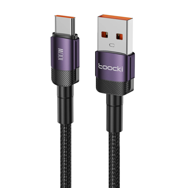 Schnellladekabel USB C auf USB A 2 m 100 W Datenkabel 6 A Schnellladen und Datensynchronisierung langlebiges Kabel für Telefone Tablets Laptops lila