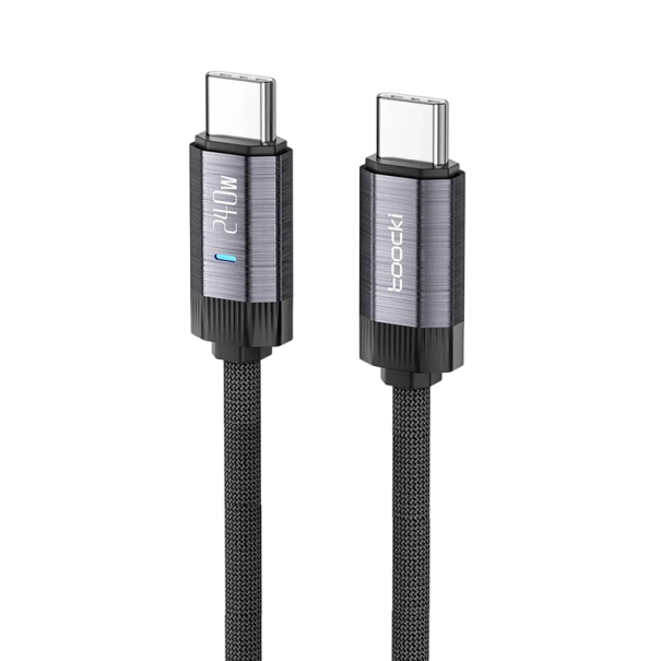 Schnellladekabel USB C auf USB C, 2 m, 240 W, 48 V, 5 A, PD3.1, LED-Licht, Doppelanschluss, 480 Mbit/s, Datensynchronisierung für USB-C-Geräte grau