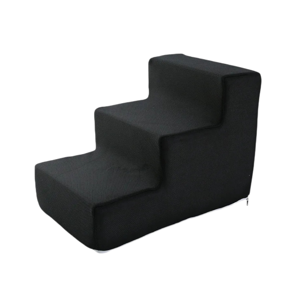 Schody pre domácich miláčikov 3 stupne 38x55x40 cm textilný poťah schody k posteli a pohovke pre psov a mačky čierna
