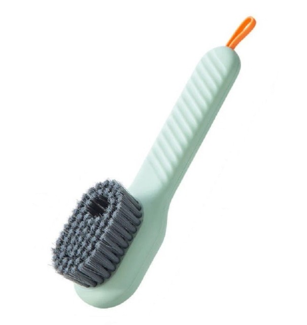 Schoenborstel met wasmiddeldispenser Multifunctionele schoen- en kledingreiniger Schoenreinigingsborstel met zachte haren Borstel met vloeistofafgifte groen