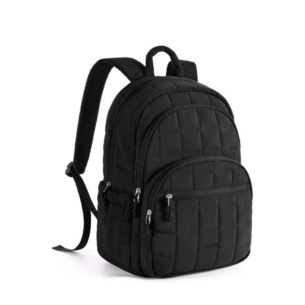 Schulranzen für Mädchen Gestepptes wasserabweisendes Notebook-Rucksack 15,6 Zoll Volumen 25 l Polyester mit gepolsterten Trägern Für Schule und Reisen schwarz