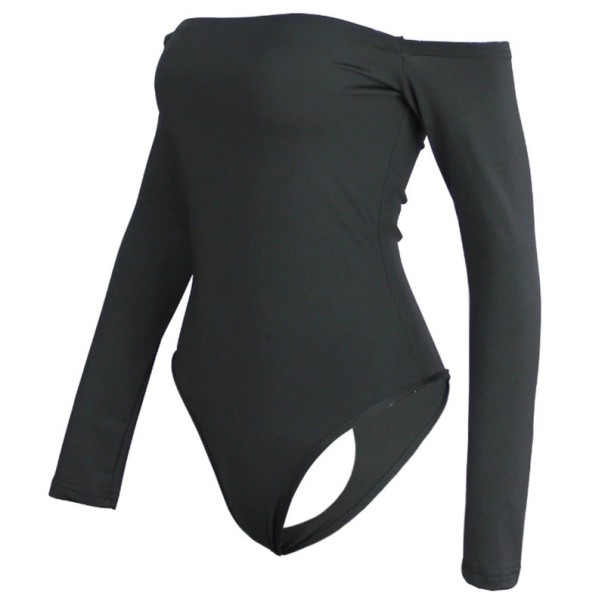 Schulterfreier Damen-Body B780 schwarz L