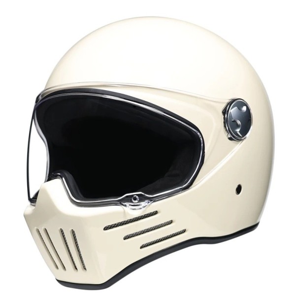 Schutzmotorrad Integralhelm mit Brille Geschlossen mit dunklem Visier Robuste ABS-Schale creme M