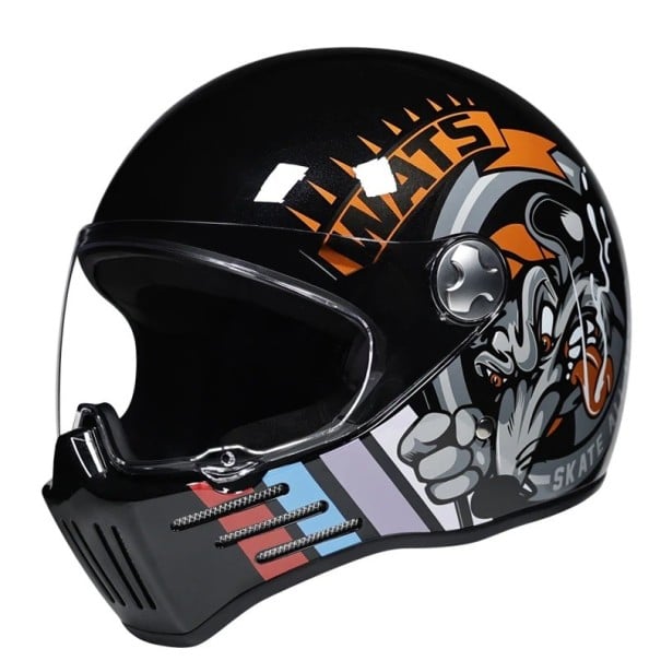 Schutzmotorrad Integralhelm mit Brille Geschlossen mit klarem Visier Robuste ABS-Schale schwarz M