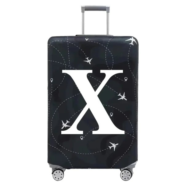 Schutzstretchüberzug für Reisekoffer mit Buchstabenmotiv 48–53 cm elastischer Stoff schwarzer Kofferüberzug zum Schutz des Koffers X