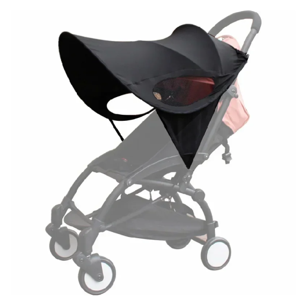 Schwarze atmungsaktive Sonnenblende für den Kinderwagen Universelle Schutzhülle gegen Sonne und UV-Strahlung Sommer-Sonnenschutz für Babys 1