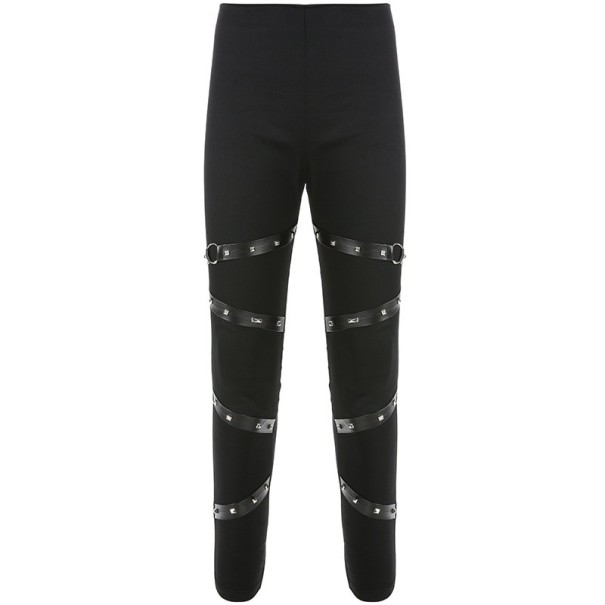 Schwarze Damenhose mit Gürtel XS