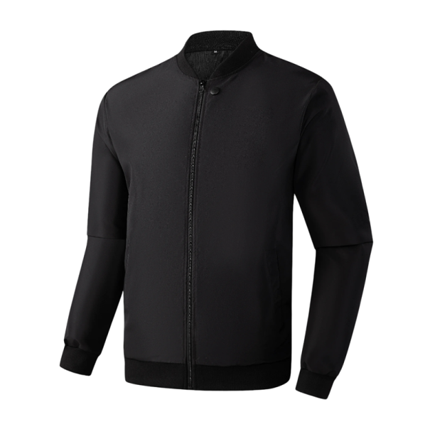 Schwarze Herren Bomberjacke mit Reißverschluss Elegante Frühlings- und Herbstjacke mit elastischen Säumen Leichte Übergangsjacke für Stadt und Beruf M