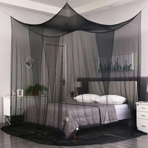 Schwarze Moskitonetz über dem Bett 190×210×240 cm feines Netz hängende Ausführung Insektenschutz für das Schlafzimmer