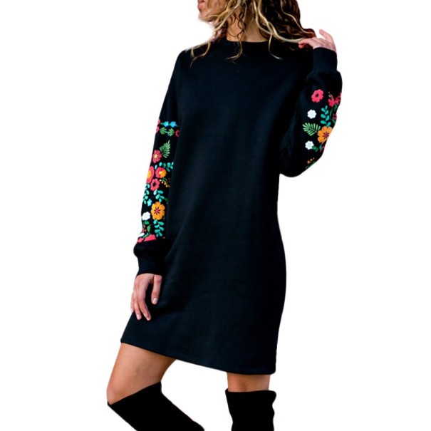 Schwarzes Damen-Sweatshirt mit Blumen L