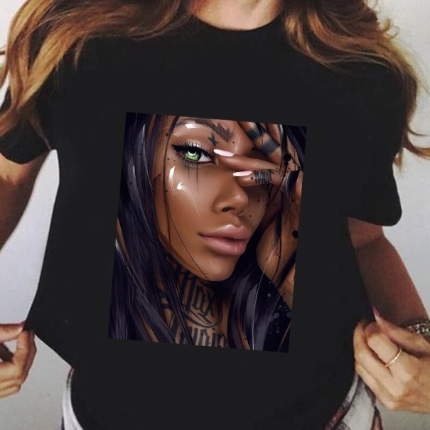 Schwarzes Damen-T-Shirt mit Aufdruck A1195 S 7