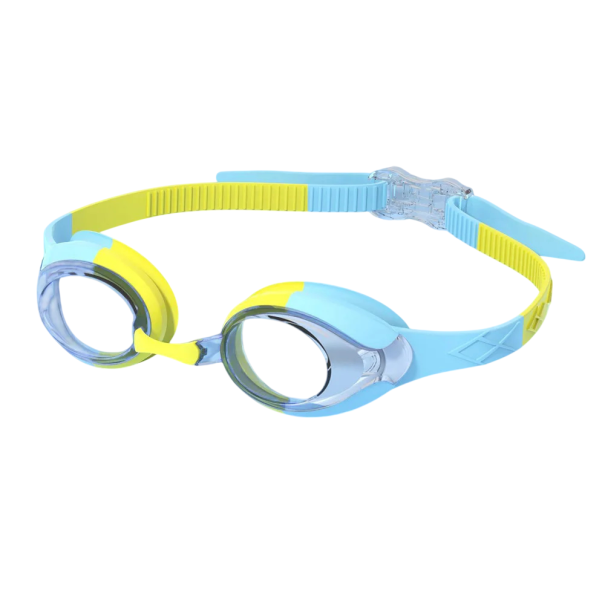Schwimmbrillen für Kinder 3–14 Jahre Silikonrahmen Polycarbonatlinsen Weiche Dichtung Verstellbarer Riemen Sichere Brillen für Kinder gelb