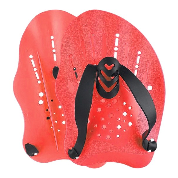 Schwimmtraining Handpaddel 19 x 13,3 cm Handflossen mit verstellbaren Riemen Kraftschwimm-Paddel zur Verbesserung der Schwimmtechnik rot