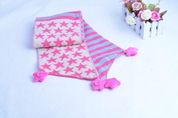 Sciarpa a righe per bambini con stelle J859 viola