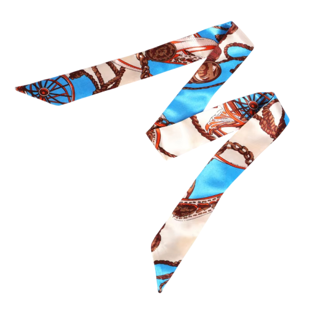 Sciarpa da donna elegante 4 × 100 cm Piccolo lungo sottile stampa Multifunzionale fascia per capelli Sciarpa per testa Decorazione per borsa azzurro