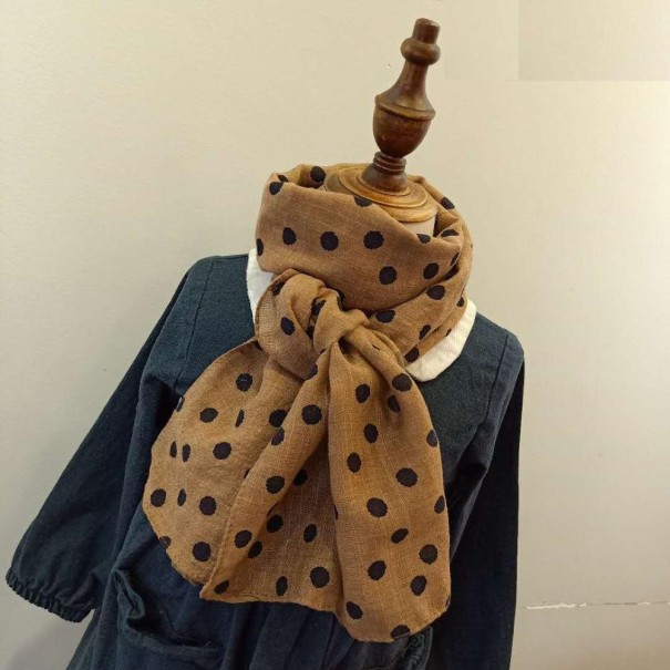 Sciarpa per bambini con pois A396 marrone