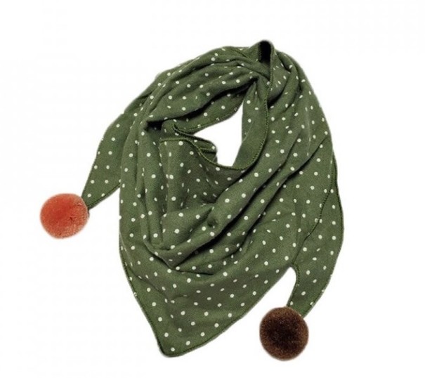 Sciarpa per bambini con pois verde