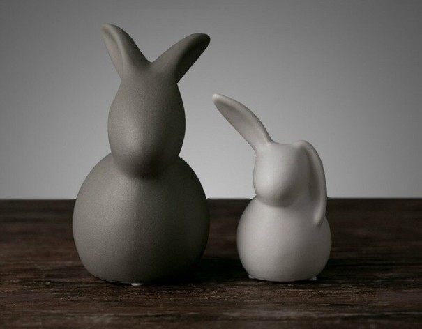 Sculpture décorative de lapin 2 pcs 1