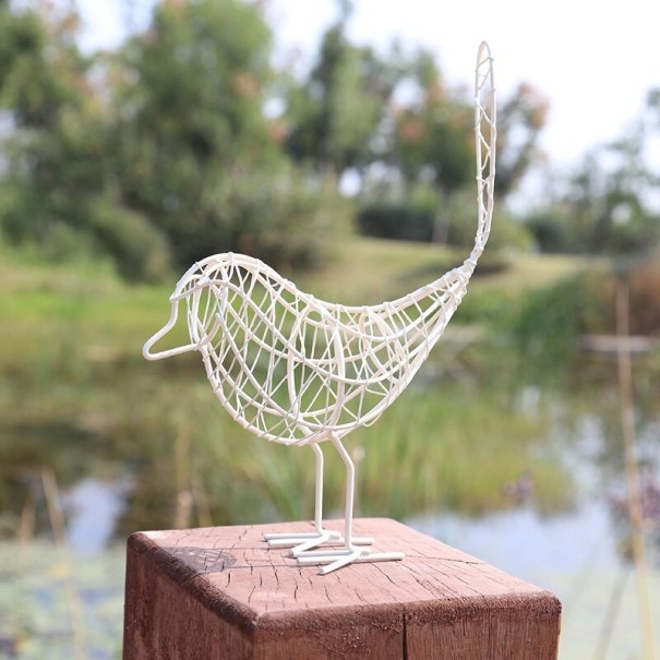Sculpture en fer oiseau blanc