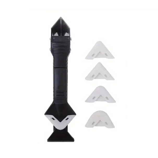 Sealant Removal and Smoothing Tool with 5 Silicone Attachments Professional Hand Scraper for Joints and Finishing Work 1