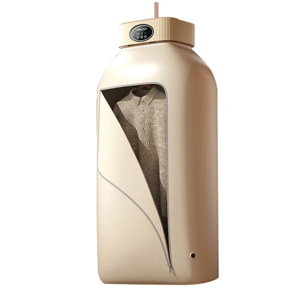 Secador de aire caliente portátil de viaje, plegable, con pantalla táctil, 220 V, 600 W, para colgar ropa, con radiación UV, 22 x 125 cm beige