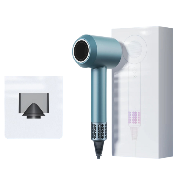 Secador de pelo ionizador de alta velocidad con accesorio Secador de pelo potente y ligero con ionizador 25,5 x 7,5 x 9,5 cm Secador de pelo con velocidad y temperatura regulables 900 W 210-240 V Enchufe UE azul