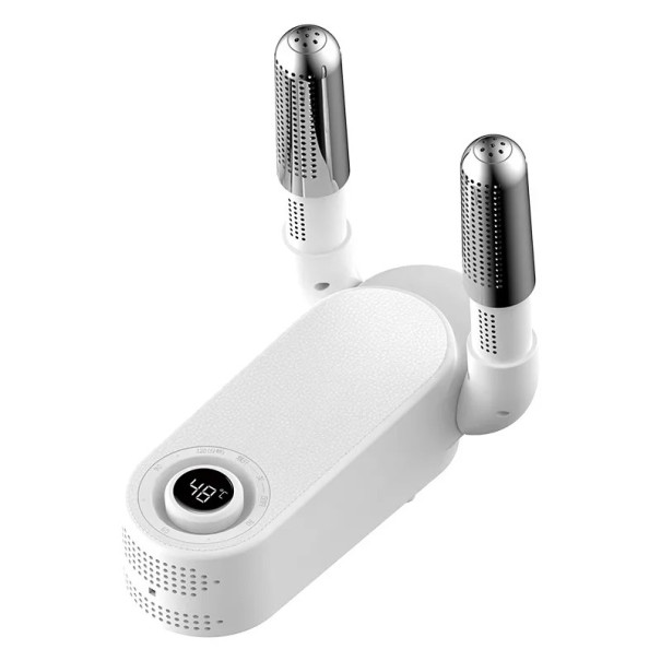 Secador de zapatos plegable blanco 220 V 130 W Máquina de esterilización y desodorización de zapatos Dispositivo de secado de zapatos con luz ultravioleta Calentador de zapatos eléctrico 28,5 x 26,5 cm 1