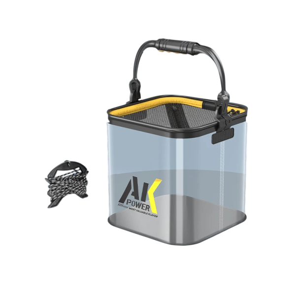 Secchiello da pesca pieghevole YUZHIYUAN trasparente 20 cm plastica con zip coperchio nero trasparente contenitore per pesci vivi e acqua 1