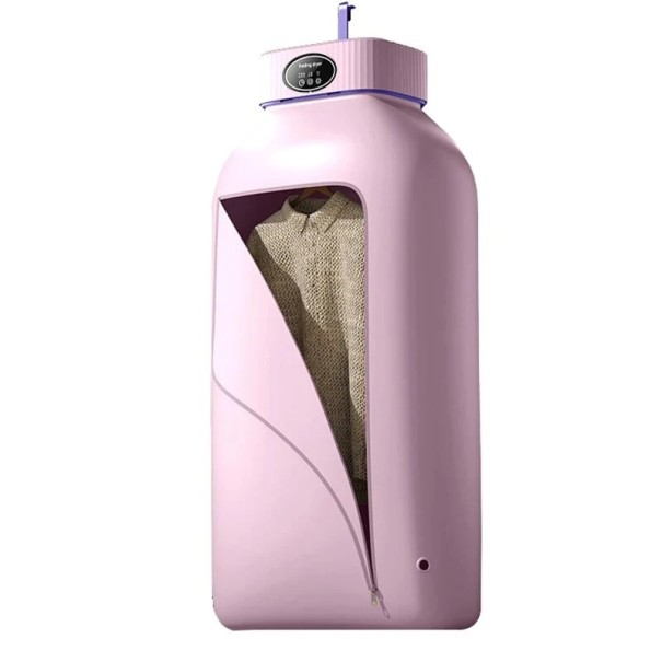 Sèche-linge portable de voyage à air chaud Sèche-linge pliable avec écran tactile 220V 600W Sèche-linge suspendu avec rayonnement UV 22 x 125 cm rose