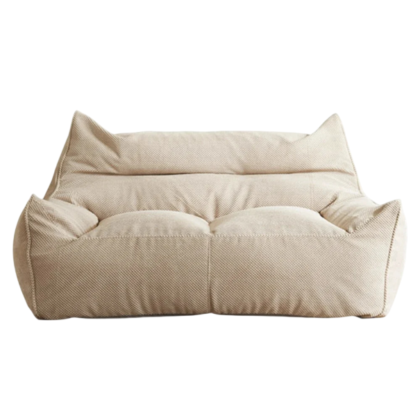 Sedací pytel bez náplně textilní povlak ve tvaru dvojkřesla objem cca 550 l 125 x 80 x 70 cm k naplnění do obývacího pokoje béžova