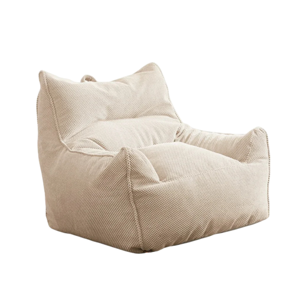 Sedací pytel bez náplně textilní povlak ve tvaru křesla objem cca 350 l 80 x 80 x 70 cm k naplnění do obývacího pokoje a ložnice béžova
