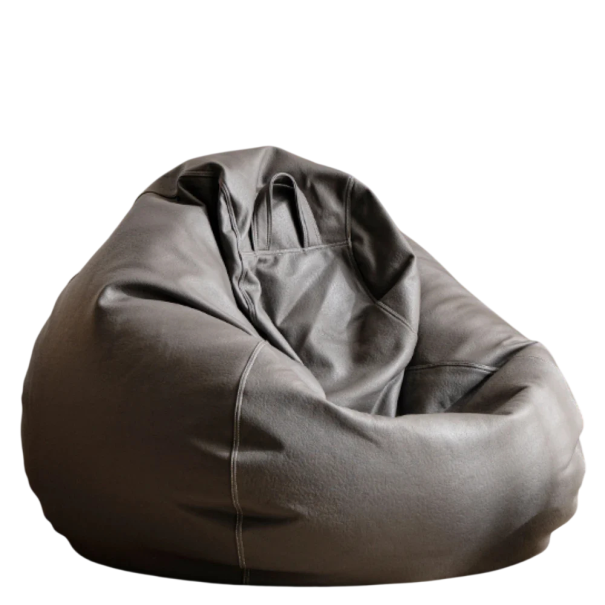 Sedací pytel bez náplně z umělé kůže 150 l výška 70 cm elegantní stylový pohodlný sedací vak do obývacího pokoje i na terasu šedá