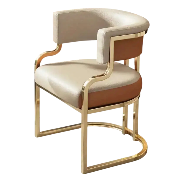 Sedia da pranzo con schienale avvolgente e braccioli Larghezza 56 cm e altezza seduta 45 cm Microfibra e telaio in ferro Per la sala arancione